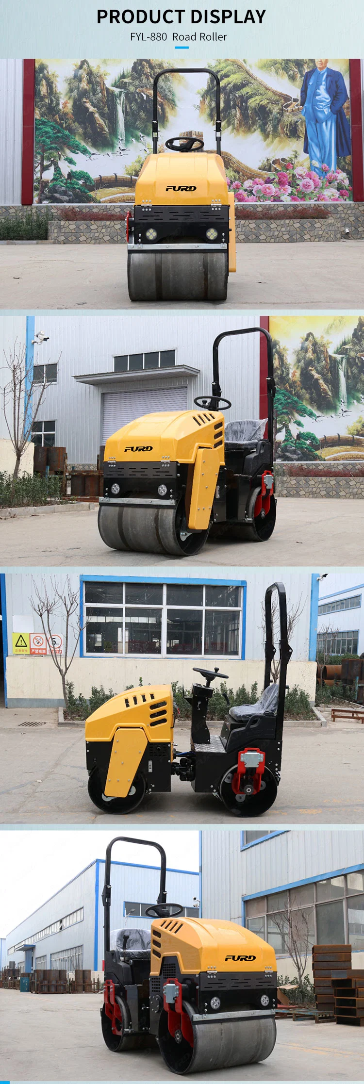 Ride-on Hydraulic Double Drum Mini Road Roller Compactor Vibratory Road Roller for Soil Asphalt